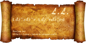 Lázár Lénárd névjegykártya